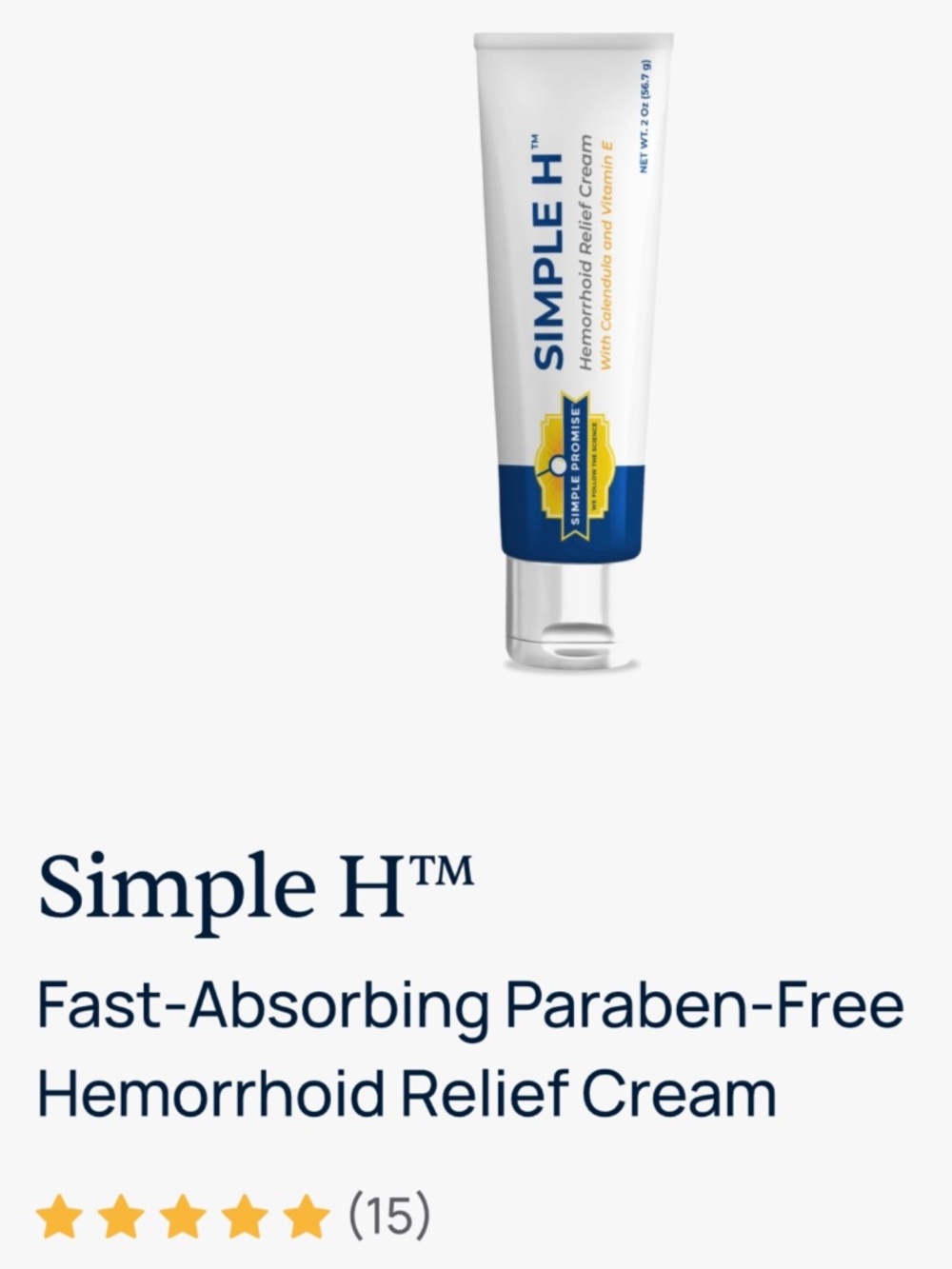 SIMPLE PROMISE Simple H Hemorrhoid Relief Cream
